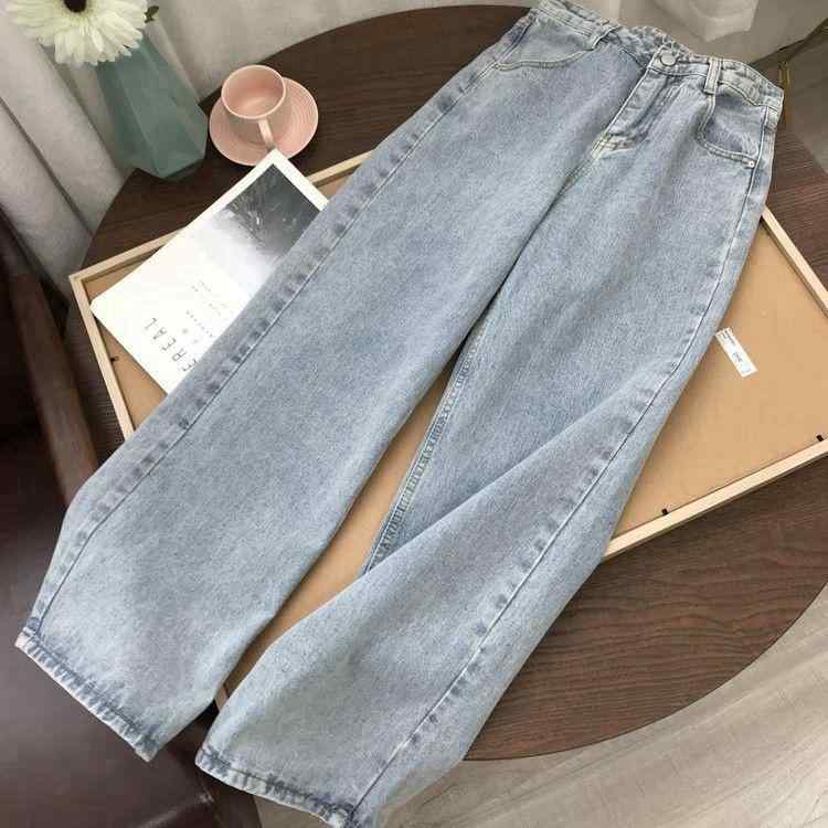 ・カテゴリ: デニムパンツ・素材: 綿70%〜80%・スタイル: ワイドパンツ、通勤風、きれいめ・パンツ丈: フルレングス・ウエスト: ハイウエスト・生地の厚さ: 普通・デザイン要素: ウォッシュ加工、ボタン・カラー展開: ライトブルー、ダークグレー、ダークブルー、ブラック、ホワイト、ピンク、イエロー、ミントグリーン、カーキ・サイズ展開: S、M、L、XL、2XL・シルエット: ストレート・伸縮性: なし