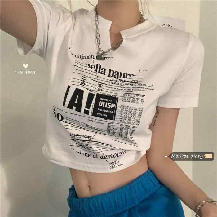 Tシャツ レディース 半袖 Vネック ホワイト ショート丈 スリム タイト 無地 韓国風 カジュアル おしゃれ トップス ショートトップス