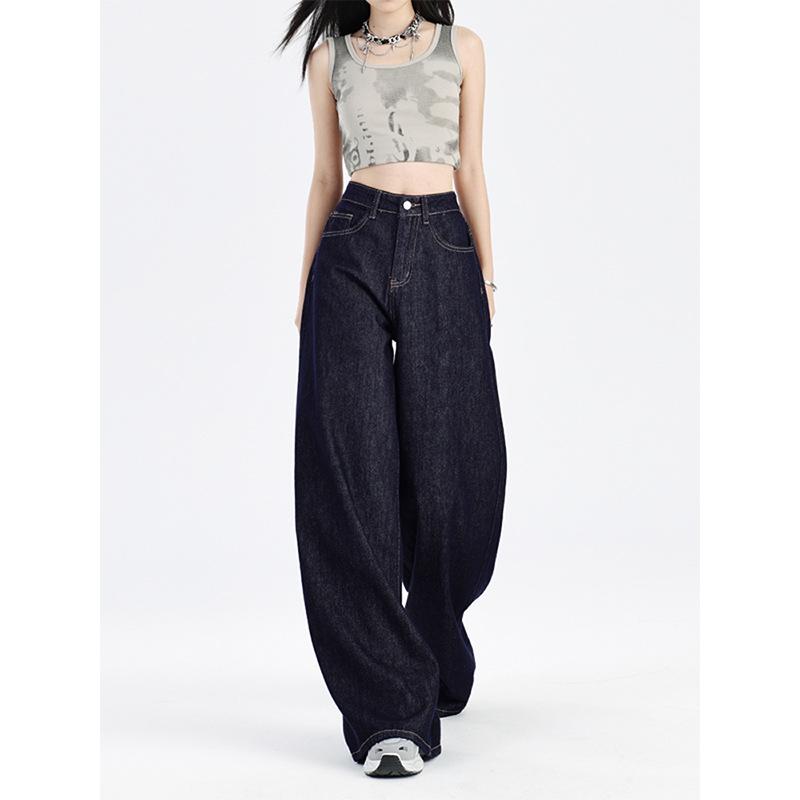 ・カテゴリ: デニムパンツ・素材: 牛仔布（綿50%以上70%未満）・スタイル: 通勤風、きれいめカジュアル・パンツ丈: フルレングス・ウエスト: ハイウエスト・厚み: 中等・デザイン: ファスナー、ウォッシュ加工・カラー: デニムブルー・サイズ展開: XS、S、M、L、XL、2XL、3XL、4XL・伸縮性: なし