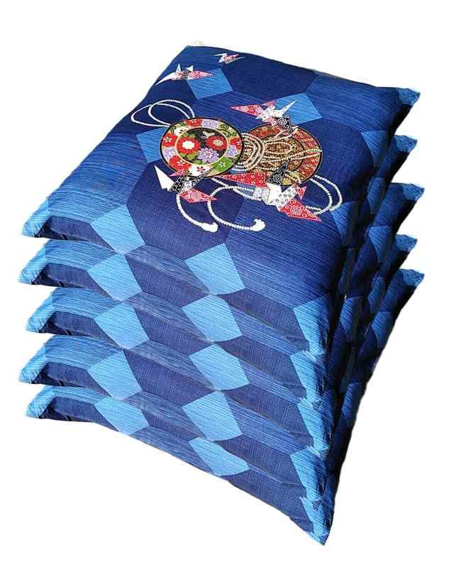 Rakuten - 座布団カバー 59x63 5枚セット 綿100 鼓 59x63 青 5枚 59 63