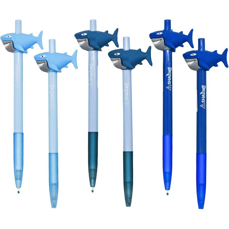 乐天商城 - Maydahui 6本 かわいい 海 動物 サメ ボールペン 0.5mm 黒 おしゃれ 魚 かきやすい ペン 文房具 筆記用 学生 子供 入学祝い 入学準備 賞品 オフィス パーティー用品 ギフト プレゼント