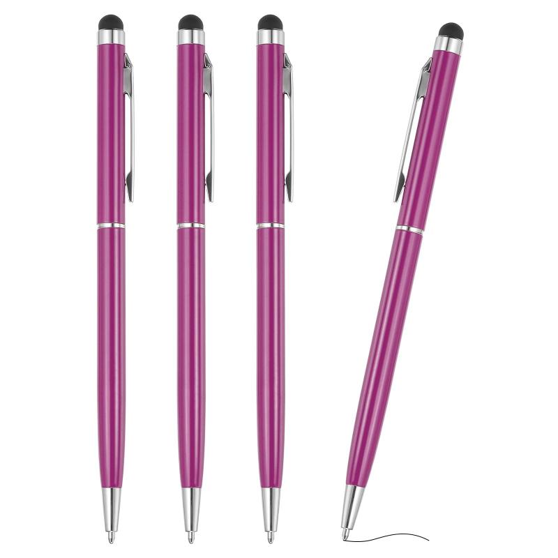 Rakuten - PATIKIL スタイラスペン付きボールペン 2 in 1 メタルペン 4本入り 黒インク 1.0mm ミディアムポイ ント スタイラスペン タッチスクリーン用 パープル