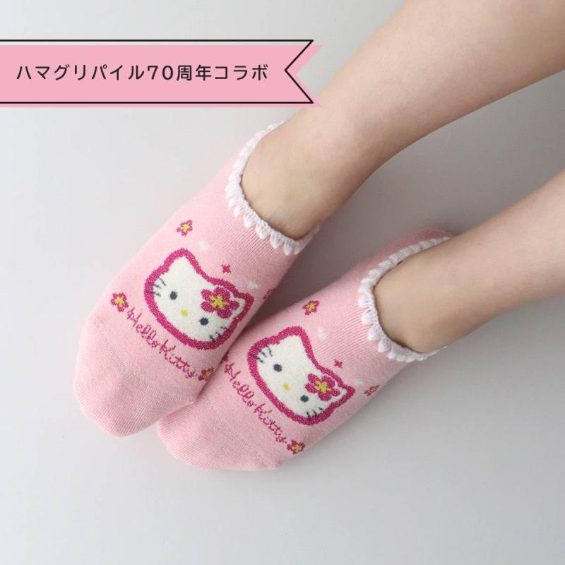 [ナイガイ] パイルソックス ハマグリ ホームカバー サンリオキャラクターズコラボ カオハナハローキティ 室内用靴下 冷えとり ルームソックス あたたかい 冬用 靴下 フローリング（板張り 2