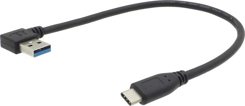 乐天商城 - オーディオファン Cタイプ USBケーブル 短い L字 USB3.0 (USB3.2 gen1) 5Gbps USB Aタイプ L字プラグ-Cタイプ ストレートプラグ typeC L字D ブラック 30cm
