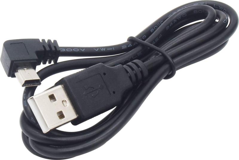 乐天商城 - オーディオファン miniUSBケーブル USB2.0 L字 miniUSB (オス) -ストレート USB-A (オス) miniB L字型D USBケーブル ブラック 約1.0m