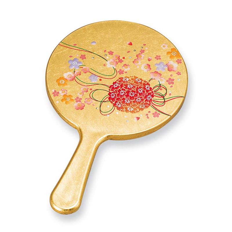 ミタニ 山中漆器 鏡 金 12.2cm 山中塗 箔工芸 姫鏡 京てまり M17302-4