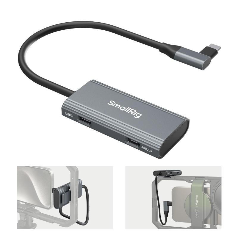 樂天商城 - SmallRig USB-Cハブ 4-in-1 スマホ/カメラケージ用コールドシューマウント PD 100W / USB-C 3.1 / USB-C 2.0 オーディオアダプター x 2付き プロフェッショナルモバイル撮影用 4598