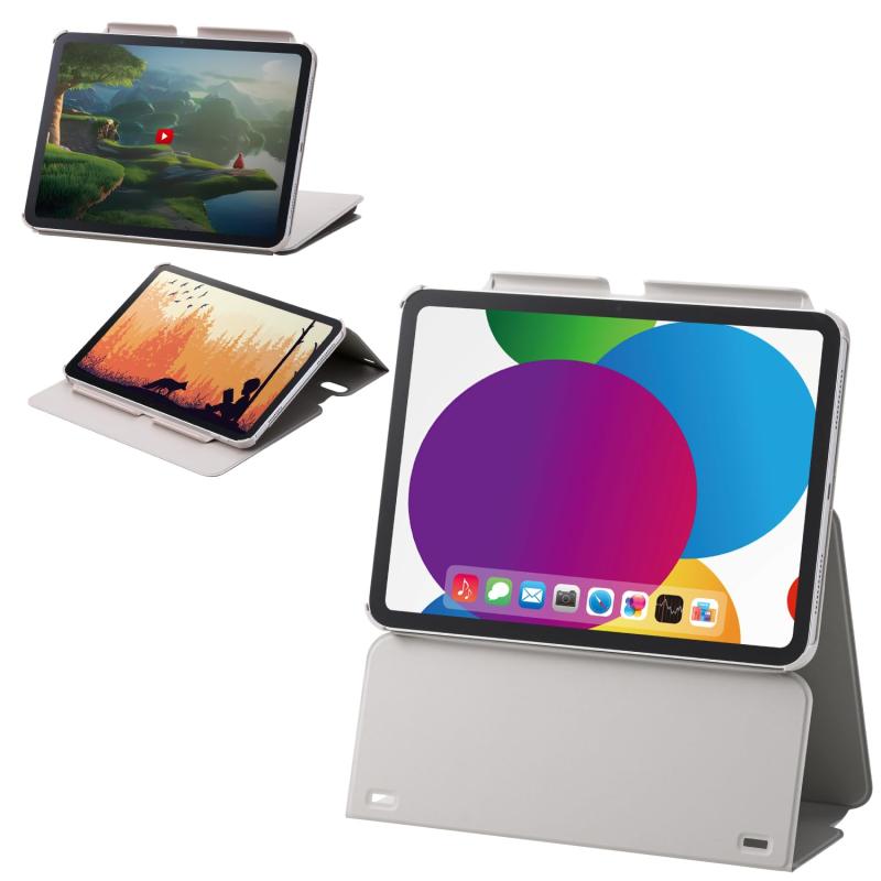 エレコム iPad 10.9 第10世代 (2022モデル) ケース 多段階高さ調整 オートスリープ/オートウェイク ソフトレザー TB-A24RWVH2