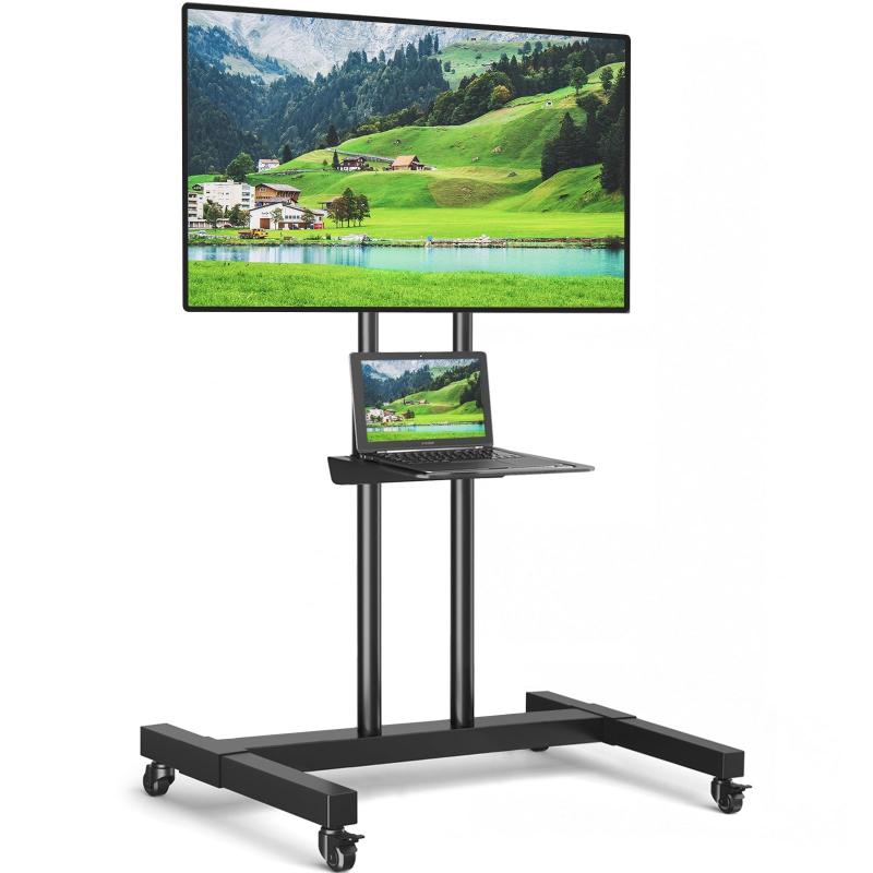 Rakuten - Rfiver テレビスタンドキャスター付 tv stand き二重支柱設計 32~75インチ対応 テレビスタンドハイタイプ 高さ調節可能 棚付き 耐荷重40 kg VESA600X400 mmまで 省スペース 家用・会社用・業務用