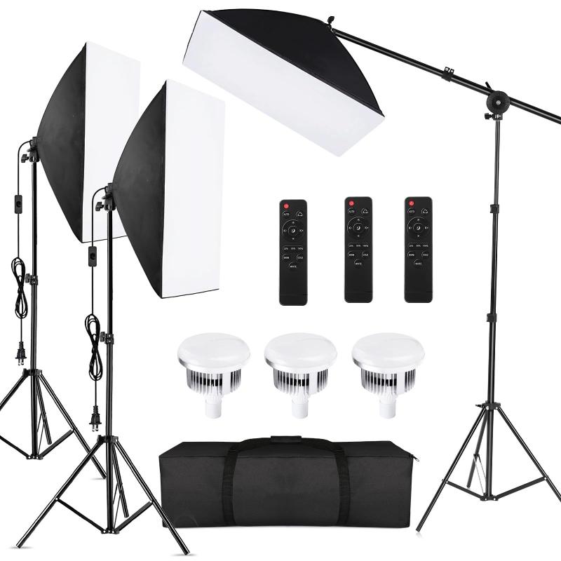 Rakuten - ソフトボックス 写真撮影ソフトボックス 85W 50x70cm 照明キット 2800K-5700K 撮影用照明 写真照明用セット 三脚付き 調整可能スタンド 収納バッグ付き お持ち込みやすい 写真用 撮影用 スタジオ