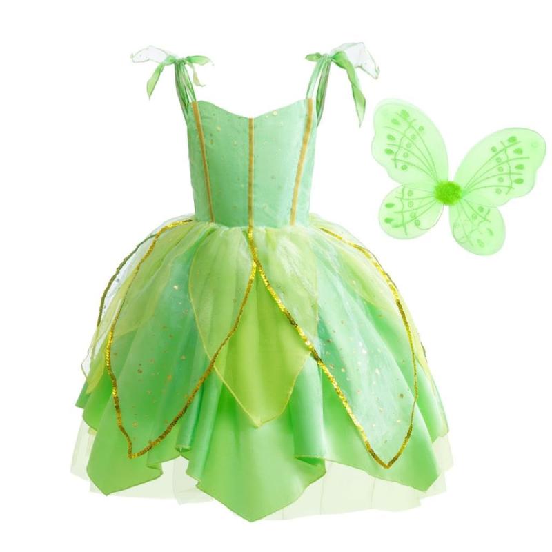 Rakuten - [Dressy Daisy] 幼児 女の子 妖精の女の子 コスチューム コスプレ ドレス セット 子供 プリンセス 妖精 仮装 ハロウィン 翼 付き 緑 サイズ 2～14歳
