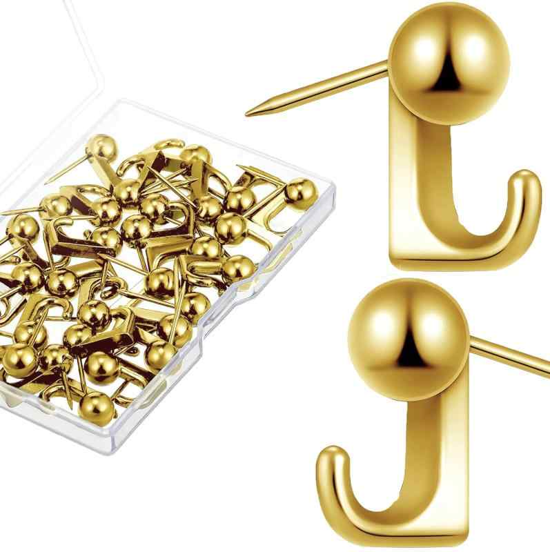 Rakuten - TOMAZON 25個入 画鋲 フック 押しピン 目立たない 画びょう ピンフック 跡が残らない 金属 錆びない 強力 耐荷重約5kg 石膏ボード ベニヤ板 釘フック 小物掛け 時計 ポスター 絵画 額縁 鍵 写真