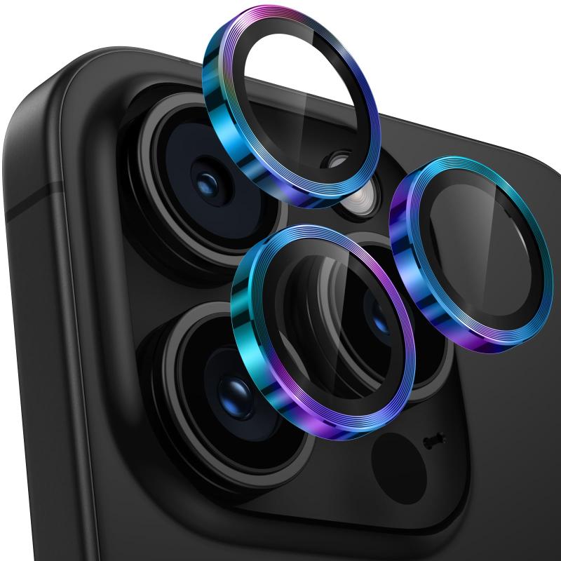 Rakuten - 【4枚入り】レンズカバー iPhone16 Pro/16 Pro Max用 カメラ保護 9H強化ガラス アルミ合金 アイフォン16Pro/16Pro Max カメラフィルム 耐衝撃 露出オーバー防止 黒縁取り 超高透過率 いphone16pro/いpho