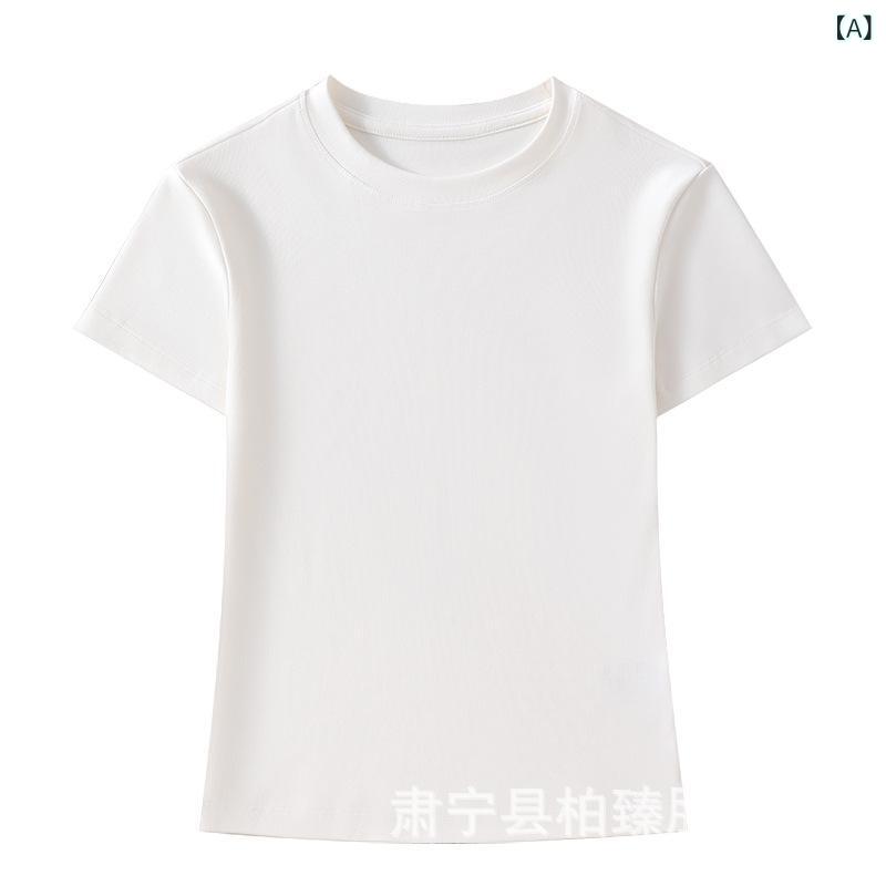 Tシャツ レディース 半袖 トップス カットソー クルーネック 丸首 タイト スリム ぴったり フィット 着痩せ 細見え スッキリ 骨格ウェーブ 骨格ストレート ヘソ出し ショート丈 ミニ丈 ジャストサイズ 無地 カジュアル 春夏
