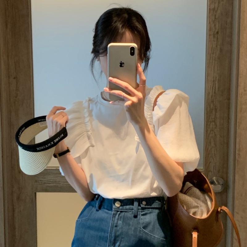 ・カテゴリ: Tシャツ・主な素材: 粘胶纤维30%未満、綿混・柄: 無地・スタイル: プルオーバー、エレガント、フェミニン・袖丈: 半袖・工芸: プリント・シルエット: ルーズフィット・ネックライン: クルーネック・袖の種類: ベルスリーブ・人気要素: カジュアル・カラー展開: ホワイト、ブラック・サイズ展開: S、M、L、XL
