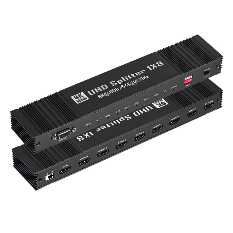 Rakuten - J-Wonlyus 8K@60Hz HDMI 分配器 1入力 8出力 4K@120Hz RS232 EDID設定 HDMI2.1 HDCP2.3 HDR10+ 1x8 スプリッター DTS-HD/ 7.1CH/ HDTV/Blu-Ray DVD/ PS4