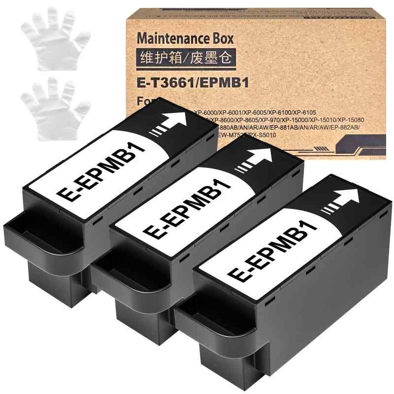 エプソン 互換インク EPMB1 メンテナンスボックス 3本セット 対応機種 EP-880A/EP-885A/EP-982A3/PX-S5010/PX-M5080F/EP-879A/EP-881A EP-882A/EP-883A/EP-884A/EP-50V/M552T/M553T/EW-M752T/M754Tプリンター【対応機種】 対応EP-50V EP-879AB EP-879AR EP-879AW EP-880AB EP-880AN EP-880AR EP-880AW EP-881AB EP-881AN EP-881AR EP-881AW EP-882AB EP-882AR EP-882AW EP-883AB EP-883AR EP-883AW EP-884AB EP-884AR EP-884AW EP-885AB EP-885AR EP-885AW EP-982A3 EP-M552T EP-M553T EW-M752T EW-M752TB EW-M754TB EW-M754TW PX-S5010 PX-S5010R1プリンターです。【商品内容】 EPSON用 エプソン用 EPMB1互換メンテナンスボックス、EPMB1 x 3，合計3本. メンテナンスボックスとは？…メンテナンスボックスはプリンターの電源ON時やヘッドのクリーニング時に使用したインク(廃インクといいます)を貯めておくボックスのことです。廃インクでボックスがいっぱいになった時に交換が必要です。交換のタイミングはプリンターの画面やパソコンの画面に表示されます。【商品説明】 この商品は純正品同様にご使用頂ける、互換メンテナンスボックスです。商品ご購入から一年間。必ず対応機種をご確認の上、ご購入ください。【商品特徴】 (1)最新型ICチップ付き (2)100％の互換性 (3)コストパフォーマンス高い, 取り付けやすい、高容量、長い時間使える。【安心使用】 国際規格ISO141001、ISO19001認証だけではなく欧州のRoHS指令、REACH規則、CEマークを取得した工場で製造しております。厳格な管理システムが安定した品質を確保しますので2年品質。