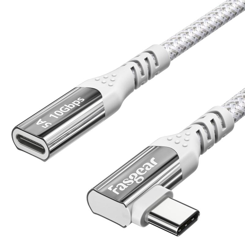 Fasgear USB C 延長ケーブルl字型10Gbps USB 3.2 Type C