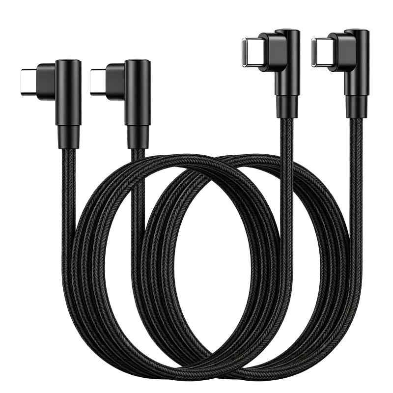 USB-C ＆ USB-C ケーブル L字型 2m SLEIJAOOE 【 60W/3A 急速充電 /USB2.0規格/ PD対応】高耐久ナイロン Type C ケーブル 200cm スマートフォン・タブレット・ゲーム機等Type-C 機器対応 (ブラック)【L字型設計】USB C to Cケーブル(USB2.0)は革新的なL字型、両方とも90度を設計します。L字なので何かと取り回しがよく、配線周りもスッキリして、横向きにゲームしても仰向けでお腹にスマホを置いても大丈夫 (ご注意モニタや映画など対応できません。)【PD対応&amp;60W/3A&amp;急速充電】USB-Cタイプラップトップ、スマホ最大20V 3Aと急速充電できます。PD技術が使うMacbookとSwitchなどの機器に最大60W給電可能。最大480Mbpsのデータ転送速度をサポートし、50曲ごとに3秒ごとに転送速度を提供しています。注意:ビデオ出力をサポートしていません。携帯カバーの厚さ：2.5 mm以内）【幅広い互換性】Type-C に対応したスマートフォン・タブレット・ゲーム機及びその他のデジタル端末に対応します。【優れた高耐久性】10000回以上の折り曲げに耐えうるまでに強化され、圧倒的な持続力を持ちます。二重に編み込まれた高耐久ナイロンにより、絡みにくい、取り回しやすい、機能性とデザイン性を両立しました。【＆サービス】本製品は購入日から12ヶ月の期間がございますので、商品について何か品質問題がございましたら、いつでもお気軽にご連絡ください。