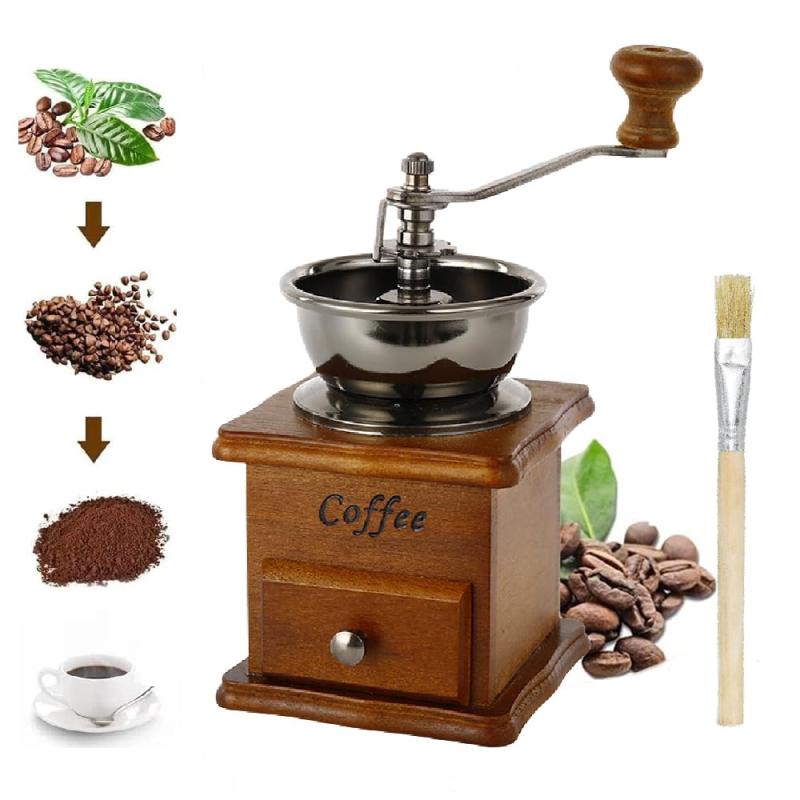 ESTVLB コーヒーミル 木製 手挽き 手動 コーヒーミル 手動 ポータブル ハンド コーヒー マシン 手動グラインダー コーヒーのミル コーヒー ミル セラミック製臼 小型 軽量 持ち運びやすい お【コーヒーミル 手動 ヴィンテージ】このクラシックなレトロスタイルのコーヒーグラインダーはプロの手で作られており、セラミックコーンバリ、厚みのある金属製豆ボウル、木製引き出し、手動クランクハンドルで設計されており、毎日の自家醸造エスプレッソを簡単に処理できます。コーヒーとフィルターコーヒーのさまざまな粉砕作業。いつでも挽きたての自然な味わいのコーヒーを楽しめます。【精巧な職人技のコーヒーミル】この コーヒーミル 手動 ヴィンテージ は、高品質の松材と頑丈な鋳鉄で作られており、本体はしっかりとした構造です。 セラミック製の挽き芯により、挽く際の熱や金属臭が発生せず、コーヒー豆本来の風味を存分に味わえるので、香り高くまろやかなコーヒーを毎日楽しめます。【調整可能な粗さ】コーヒーミル 完璧な荒加工または仕上げ加工を提供します。 六角形のレギュレーターを時計回りと反時計回りに調整することで、コーヒー パウダーの細かさを正確に制御して、さまざまな抽出ニーズを満たすことができます.コーヒー マシン、フレンチ プレス、エスプレッソ マシン、その他の家庭用抽出システムに最適なコンパニオンです【簡単な手動操作】手動コーヒーグラインダーは、コーヒー豆を粉砕ホッパーに注ぎ、必要な粉砕度を設定し、ハンドルを回して挽くだけです。人間工学に基づいたハンドルは使いやすく、より安定しており、労力を節約できます。 -ステッカーの底を滑らせて、使用中に安定させます。 おいしい挽きたてのコーヒーを便利に、素早く、散らからずに準備するための必需品です。【エレガントな装飾と完璧なギフト】ヴィンテージのコーヒーグラインダーは、クラシックな魅力と絶妙な技量を醸し出しています。コーヒーを挽くだけでなく、エレガントな装飾としても機能し、キッチンに色と個性を加えます。 また、このユニークなマシンは、友人へのギフトとして、またはコーヒー ショップでのコーヒー豆のディスプレイとしても最適です。