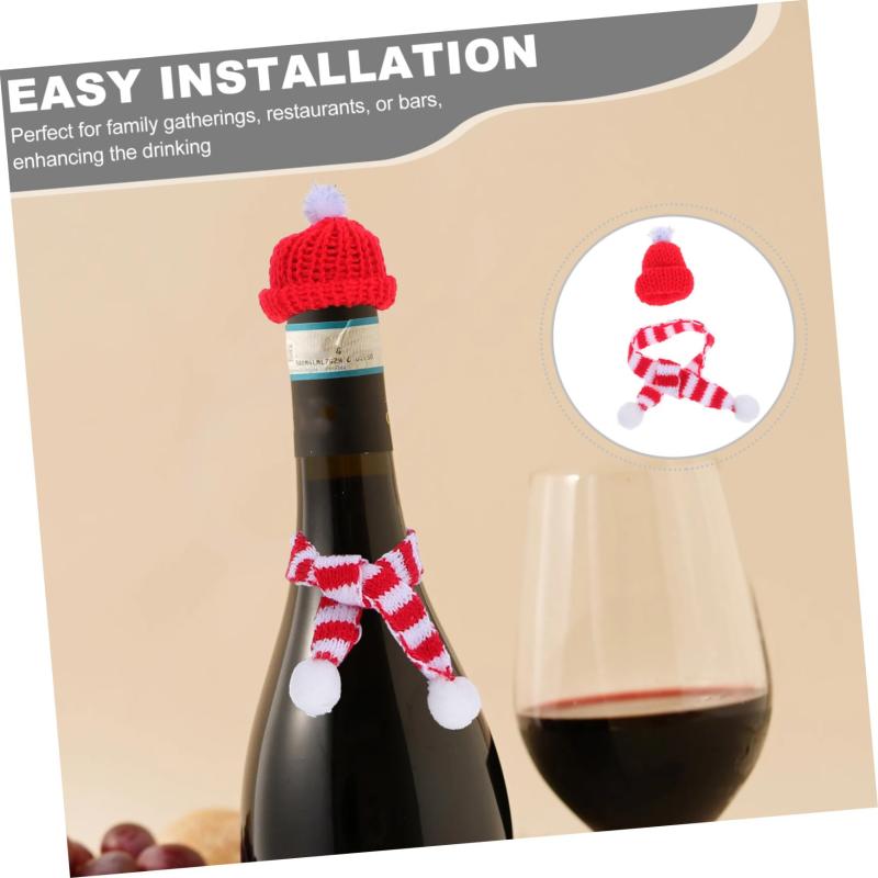IMIKEYA 10セット ミニクリスマスニット帽 スカーフ ワインボトルカバー クリスマスクラフト用 ウール素材 手作りdiy ホームパーティー装飾 putera-10162699 GRATIQUE MIEI サンプル画像3