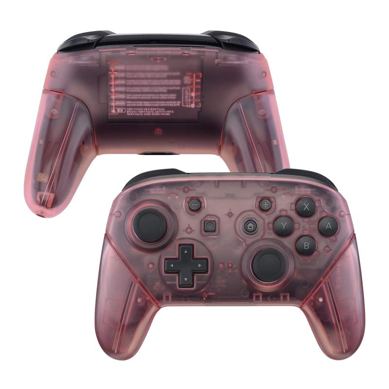eXtremeRate switch proコントローラーに対応用フェースプレートバックプレートハンドル、 クリア素材のプロコン switchに対応用DIY交換用グリップハウジングケースカバー-チェリーピンク