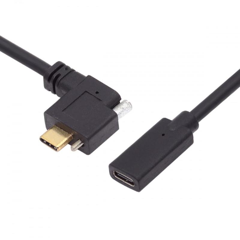 CY USB-C ケーブル USB 3.1 タイプ C 直角オス - メス データ延長ケーブル ネジロックケーブル Realsense VR Quest カメラ用