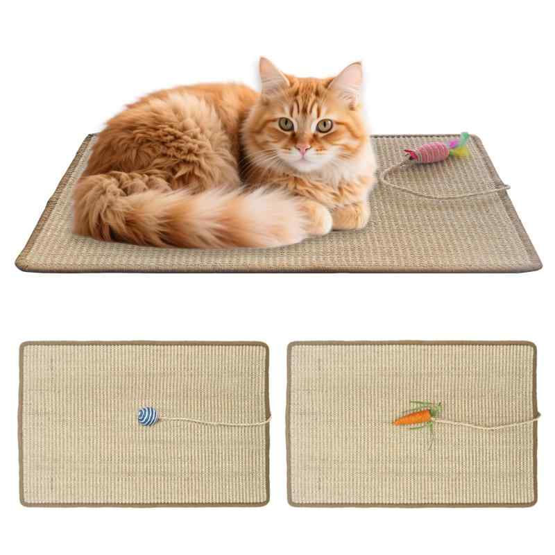 SONGWAY 猫爪とぎマット爪とぎマット 大型 壁貼り ジュート麻100% おもちゃ付き 40x60cm 天然素材 猫 爪とぎ 爪研ぎ 家具防止