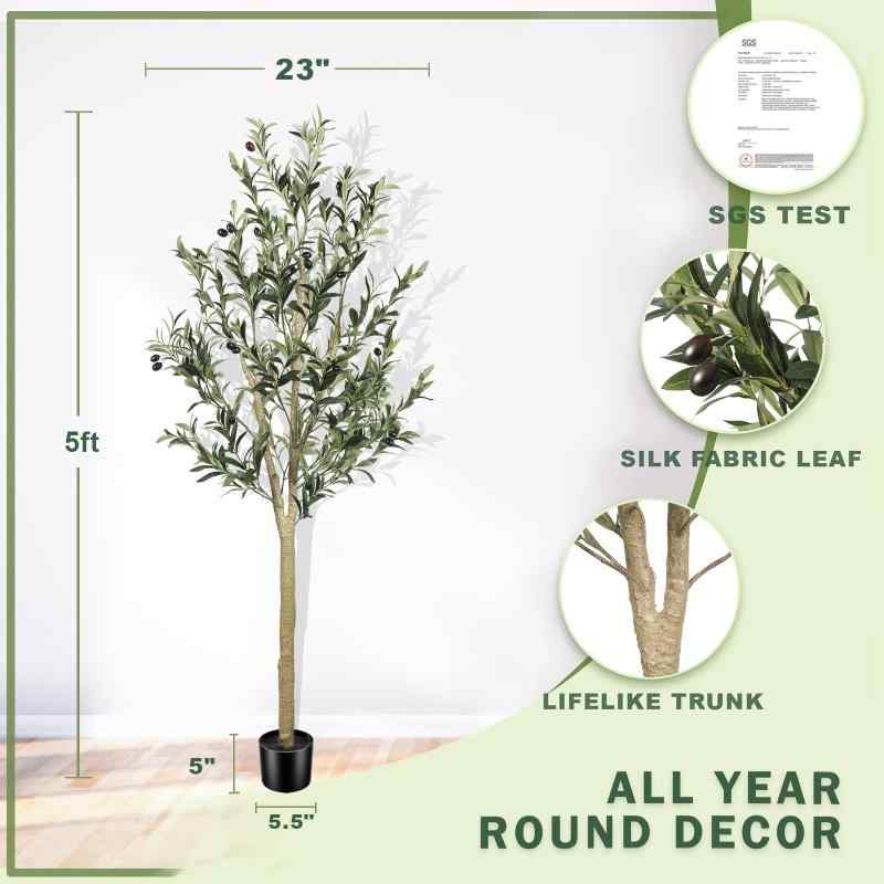 LYERSE フェイクオリーブの木 153cm 観葉樹 光触媒 大型フェイクグリーン 人工観葉植物 putera-10165630 GRATIQUE MIEI サンプル画像2