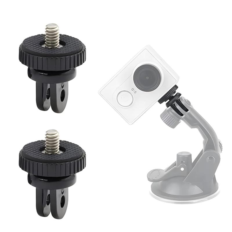 XINSHEYE アクションカメラ マウント アクションカメラ 2個入り (ブラック) アクセサリー アルミ変換アダプター 1/4トライポッドアダプタ for GoPro用（GP規格）→カメラネジ（1/4規格) アクセサリ【多用途三脚アダプター】標準的な1/4-20ネジのカメラに対応するように丁寧に作られており、GoPro Hero Session、アクションカメラ、三脚、自転車のハンドルバー、および様々なアクセサリーにシームレスに取り付けることができます。【冒険的なショットのためのデザイン】ロックリング機能は、マウントを希望の位置に合わせながら、カメラがしっかりと固定されることをします。【ユニバーサルGoPro三脚マウント】すべての標準的な1/4アクションカメラ、デジタルカメラ、ビデオカメラ、LEDライト、レコーダー、または任意の1/4 アクセサリーのための理想的なコンパニオン。【高品質】このカメラ三脚マウントは、堅牢で耐久性のある構造をします。軽量設計は携帯性を追加し、あなたの写真撮影の冒険に一緒に持ち運びが容易になります。【サイズ】約2.53cm、各パッケージには、1/4カメラマウントアダプタの2個が含まれています。この信頼性の高いコンパクトなアクセサリーでカメラのセットアップを向上させます。