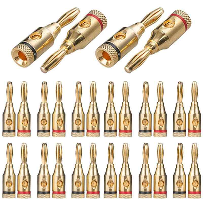 バナナプラグ 24k 金メッキ ねじ込み式 ソルダーレススピーカーケーブル用 壁プレート用 側面 底面接続