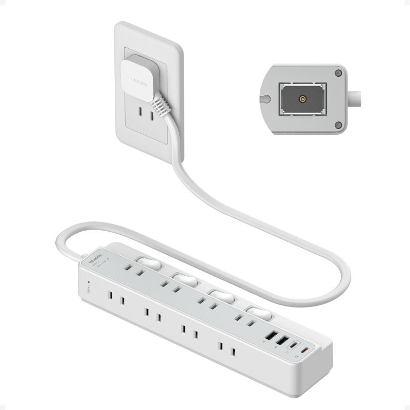 TESSAN 電源タップ 延長コード 薄型プラグ たこあし コンセント usb付き テーブルタップ 8個AC口 2個Type-C putera-10167035 GRATIQUE MIEI パッケージ画像