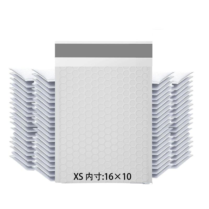 クッション封筒 XS サイズ 内寸16×10cm 外寸16×12cm 配送用防水緩衝材 白 エアキャップ付き郵送用封筒袋 梱包用 気泡入り 包装緩衝材【防水性 防塵性 耐震性】【#XSサイズ】内寸: 約16×10cm 外寸: 約16×12cmベロ:4cm(手動で寸法、誤差範囲0.5cmを測定します。)【材質】ポリエチレン(PE)。内側には緩衝材エアーキャップが付いているので、外部の衝撃力 を緩和することができます。配送用の封筒として、丈夫だけではなく、とても安全です。【強い粘着力】フタの部分には粘着力が强い封緘シールも付いている便利なクッション封筒です、強力な封緘テープを剥がし、貼るだけで梱包完了、梱包作業が簡単効率UP【広い適用】フリマアプリのメルカリ、フリル、ネットオークションのヤフオク、ヤフーオークション、 マケプレ の 自己発送に最適、 CDだけでなく小さいタオル、文庫本、VHSテープPPケース、プレゼント、アクセサリー、文具、軽い小物、生活雑貨も梱包可能です。用途例はあくまでも目安です。必ず実寸サイズをご確認ください。【・交換について】ご注文間違え（商品・サイズ間違え）などのお客様都合による・交換につきましては、製品の性質上お受けできません。 万一、届いた商品がご注文商品と異なる、不良品などございましたら、商品到着後14日以内にご連絡下さい。責任をもって交換させていただきます。