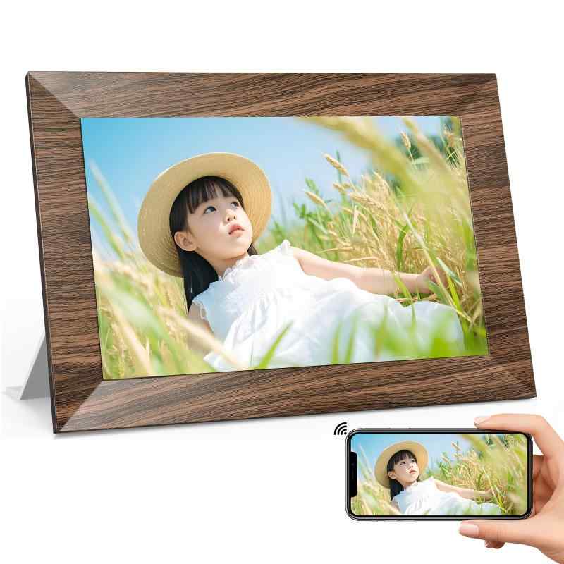 BWJBSW デジタルフォトフレーム 10.1インチ 1280×800 WiFiなし 木製フレーム