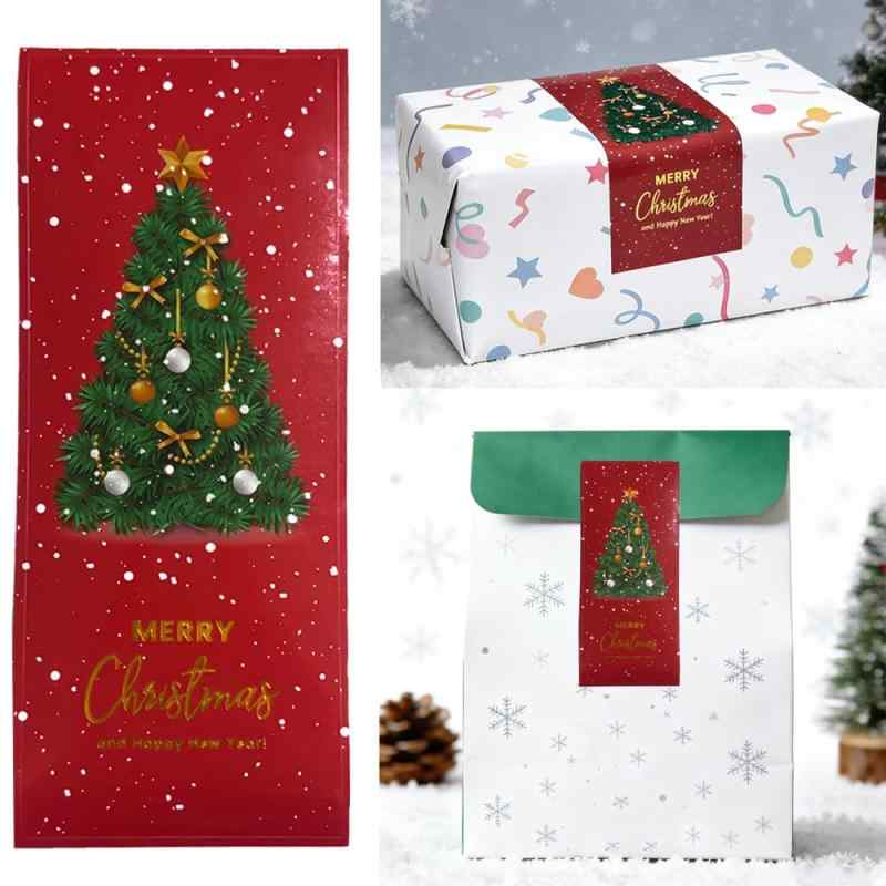 Wefitfix クリスマス シール 50枚入り 6*15cm ギフトシール 大きいギフトボックス対応可能 ラッピングシール 封緘シール 可愛い クリスマスツリー柄 クリスマスの雰囲気満々50枚入り