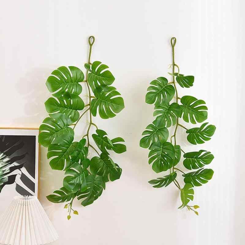 qinhomeモンステラの葉 造花藤 人工籐 人工観葉植物 光触媒 熱帯の葉 人工葉っぱ フェイクグリーン 葉 壁掛け吊りのインテリア飾り人工植物 枯れないグリーン 雰囲気 パーティー 宴会装飾 撮