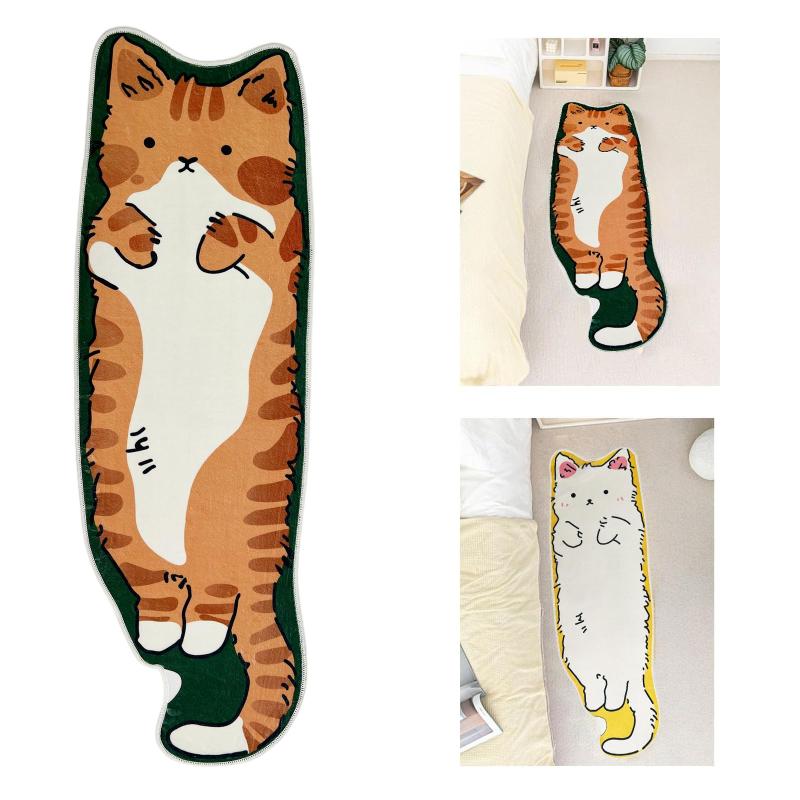 NazyJnn 猫型 ラグ マット カーペット 120×40cm 薄型 0.5cm 滑り止め 洗濯機対応 かわいい ネコ柄 北欧風 キッチン 寝室 玄関 洗面所 多用途 putera-10172465 GRATIQUE MIEI パッケージ画像