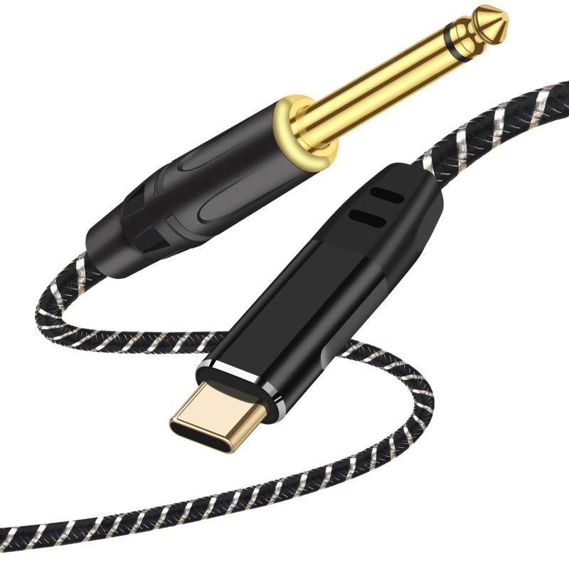 USB Type-Cギターケーブル、2M 楽器用タイプC - 6.35mmオス変換コード、iPhone 17/16/15、iPad Pro、iPad Air 5/4、iPad 10、Sams-ung S24/S23/S22、Pixel 8/7/6