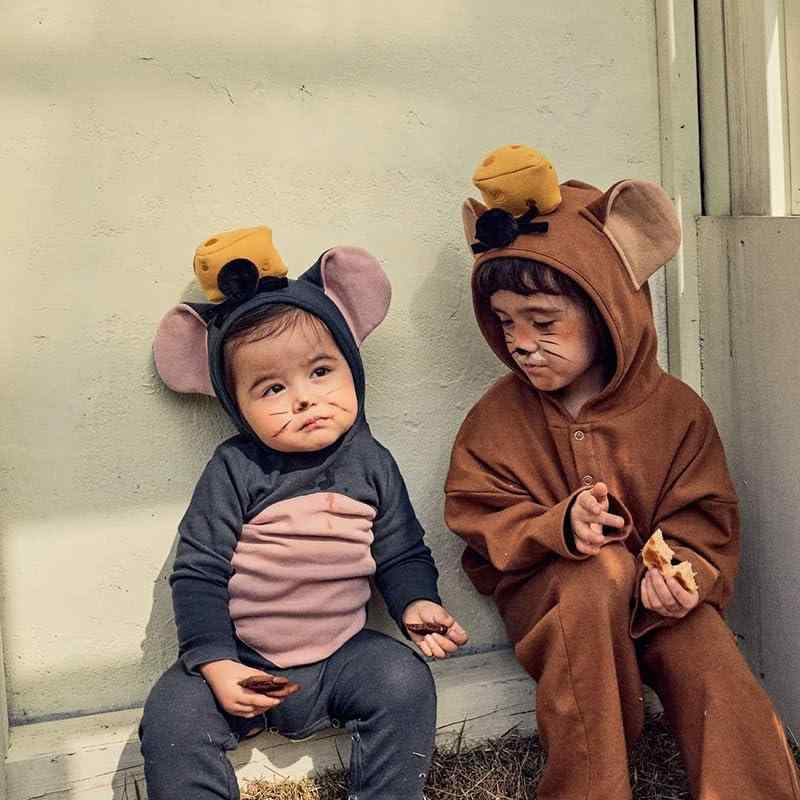 [giminuo] ハロウィン コスプレ衣装 子供 赤ちゃん 男の子 女の子 キッズ ベビー 可愛い ネズミ 秋着 長袖 ロンパース カバオール 新生児 記念写真 寝相アート 66 73 80 90 putera-10177541 GRATIQUE MIEI サンプル画像3