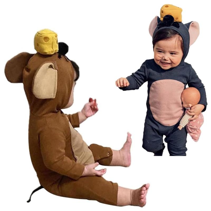 [giminuo] ハロウィン コスプレ衣装 子供 赤ちゃん 男の子 女の子 キッズ ベビー 可愛い ネズミ 秋着 長袖 ロンパース カバオール 新生児 記念写真 寝相アート 66 73 80 90 putera-10177541 GRATIQUE MIEI パッケージ画像