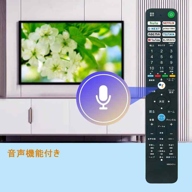 テレビリモコン RMF-TX431J 音声検索対応 fits for SONY ブラビア テレビ XRJ-65A90J XRJ-75X 95J XRJ-55X90J XRJ-65X90J XRJ-65X95J XRJ-75X90J XRJ-55A80J - 2