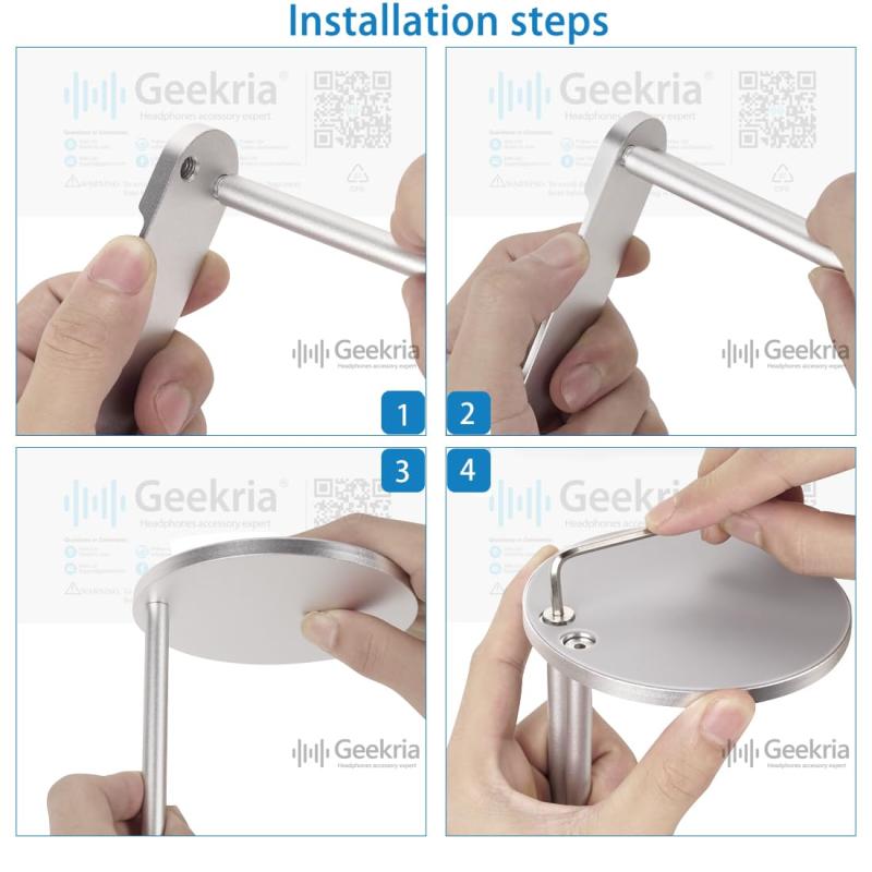 GRATIQUE MIEIのGeekria ヘッドホンスタンド アルミニウム合金 オーバーイヤー ヘッドホン、ゲームヘッドセット用の ホルダー, デスクディスプレイハンガー 頑丈なヘビーベース ー ソニー Sony WH-1000XM6, WH-1000｜アングル3