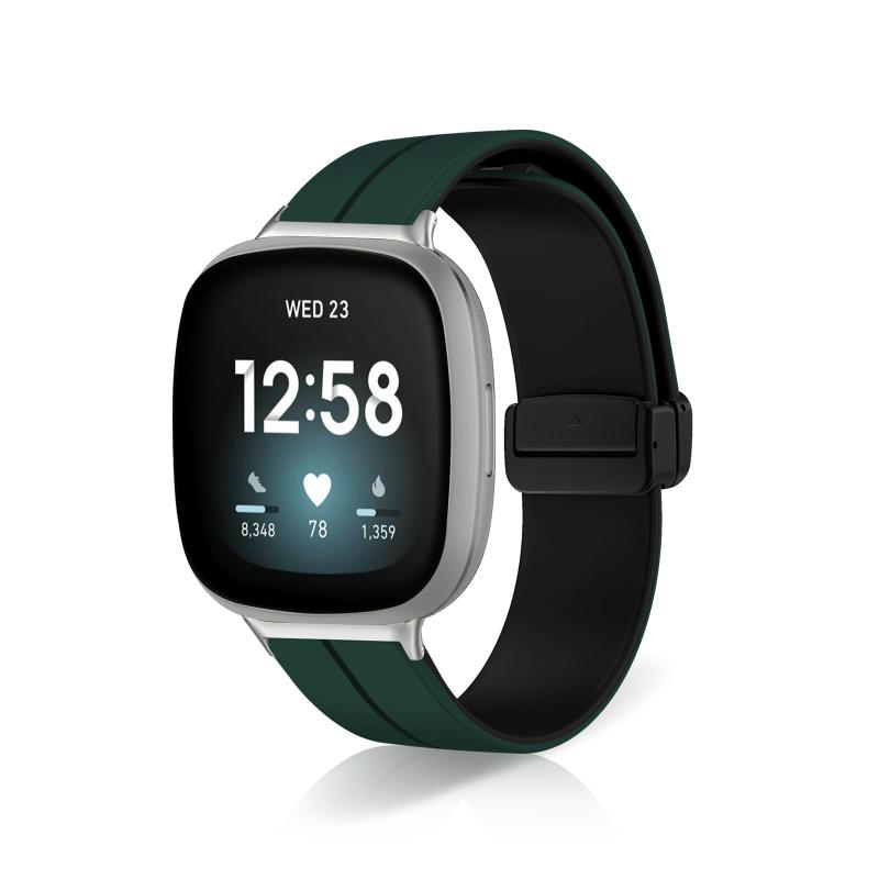  バンド Fitbit Versa 4 / Versa 3 / Sense 2 / Sense 対応 シリコン製 弾力性 交換バンド 磁気 バックル付き サイズ調節可能 交換ベルト コンパチブル Fitbit Versa 4 / Vers