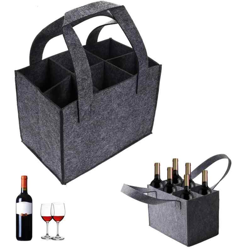 ワイントートバッグ 縦長 ボトル袋 赤ワイン 白ワイン シャンパン用 割れ防止 高耐久性 ポータブル グラス フェルト putera-10182841 GRATIQUE MIEI サンプル画像2