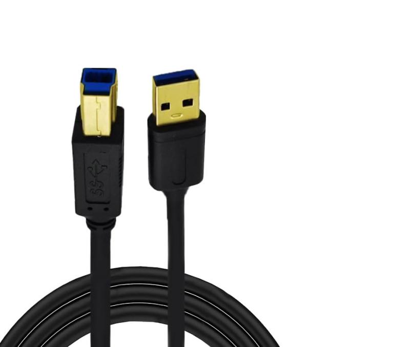 HEUOPVアダプター対応USB-A - USB-B 3.0 ケーブル、金メッキプラグ付き、4.8Gbps 高速、ブラック