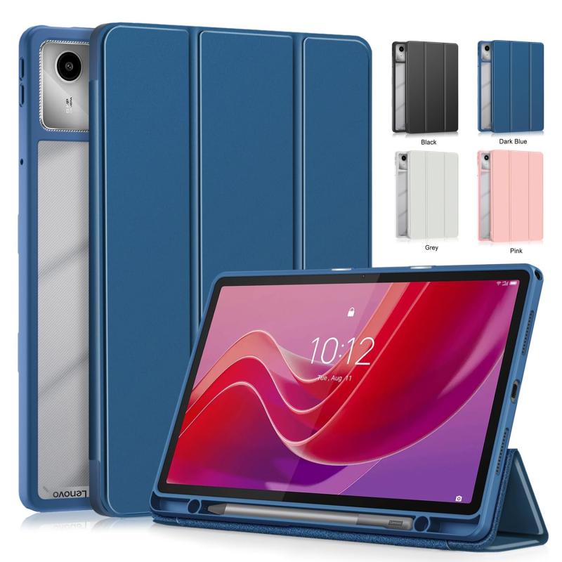 GRATIQUE MIEIの【LIHOULAI】LAVIE Tab T11 T1175/JAS/TAB11/203 PC-TAB11203 11.45インチタブレット対応の保護ケース スタンド機能 三つ折りカバー 半透明バックカバー 軽量 薄型 オートスリープ機能対応｜アングル2