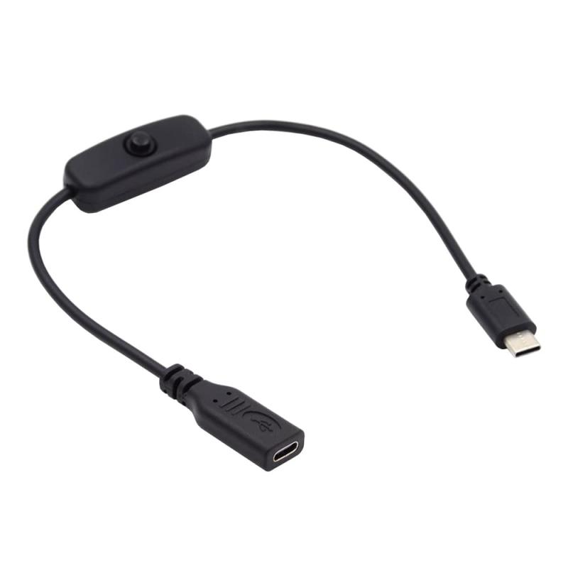 NFHK USB-Cケーブル オンオフ電源スイッチボタン付き USBタイプCオス→メス ノートパソコン用キーボード Raspberry Pi 4B用