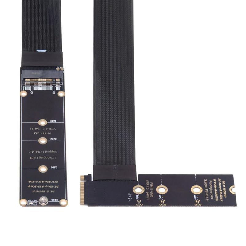 cablecc PCI-E 4.0 NVME NGFF M-Key オス-メス延長 30cm 直角タイプ PCI Expressケーブル メインボード用
