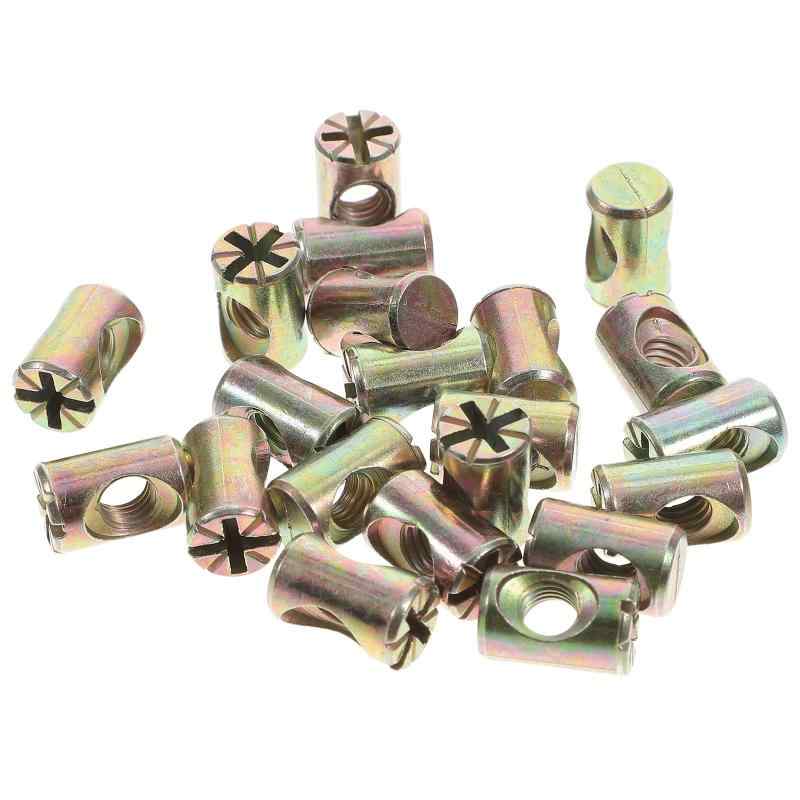 HEALEEP 家具用連結パーツ DIY接合部品 バレルナット クロスダボ 亜鉛合金製 M6×15mm スロットナット シルバー ベッド ベビーベッド テーブル 接続ボルト固定 高耐久 安定保持 1.5x0.8x0.8cm 20個セ putera-10184097 GRATIQUE MIEI パッケージ画像
