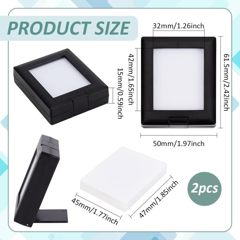 BENECREAT 2個セット ルースケース 6.15x5cm ジェムストーンディスプレイボックス 宝石収納 ジュエリーケース 宝石箱 天然石 クリスタル ピアス putera-10185649 GRATIQUE MIEI サンプル画像3